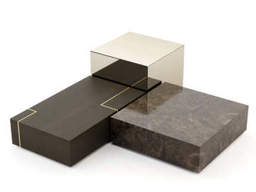 FORTUNE - Low wooden, marble and glass coffee table by Stylish Club - view 2